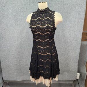 Black Lace Sleeveless Dress With Nude Lining By Three Pink Hearts